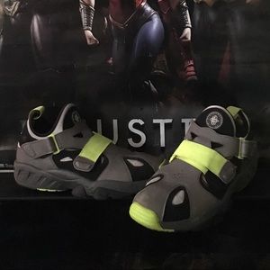 Neon green, grey and black Nike Huaraches